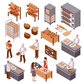 Isometric Bakery Set Stock Illustration