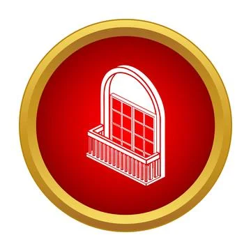 Isometric balcony window with arch and railing Stock Illustration