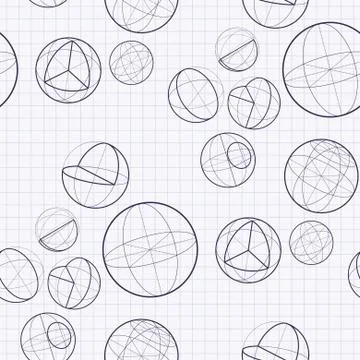 Isometric ball vector seamless pattern mathematical texture school background イラスト素材