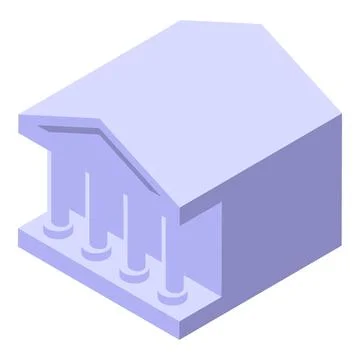 Isometric bank building with columns representing financial institution Ilustración de archivo