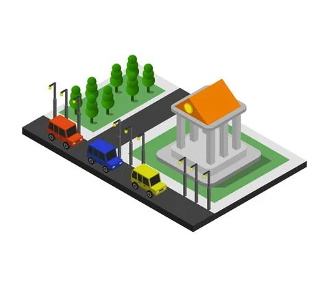 Isometric bank on white background Stock Illustration