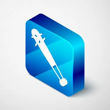 Isometric Baseball bat with nails icon isolated on grey background. Violent Ilustración de archivo