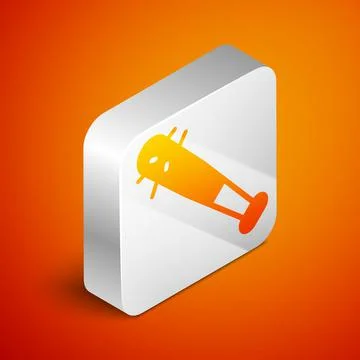 Isometric Baseball bat with nails icon isolated on orange background. Violent Stock Illustration