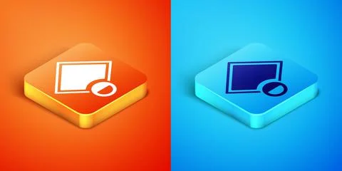 Isometric Baseball field icon isolated on orange and blue background. Baseball Illustrazione stock