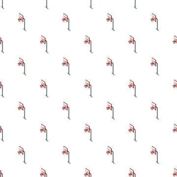 Isometric basketball hoop pattern on white background Illustrazione stock