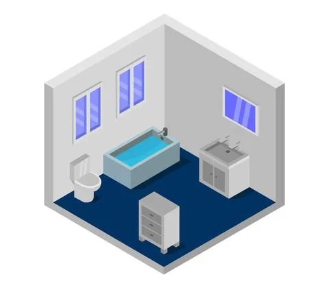 Isometric bathroom room Stock Illustration