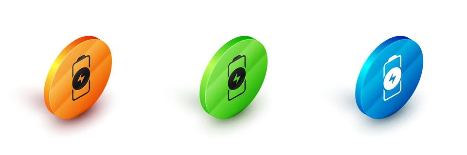 Isometric Battery charge level indicator icon isolated on white background Stock Illustration