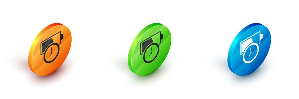 Isometric Battery charge level indicator icon isolated on white background Stock Illustration