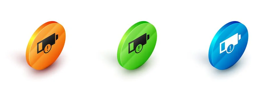 Isometric Battery charge level indicator icon isolated on white background Stock Illustration