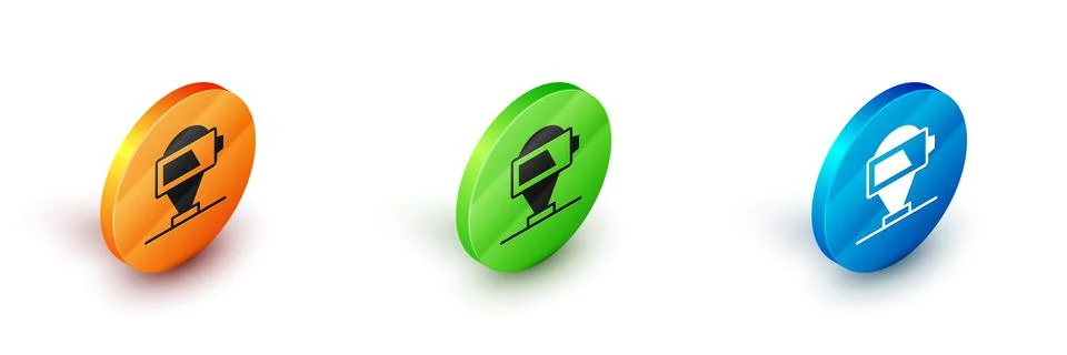 Isometric Battery charge level indicator icon isolated on white background Stock Illustration