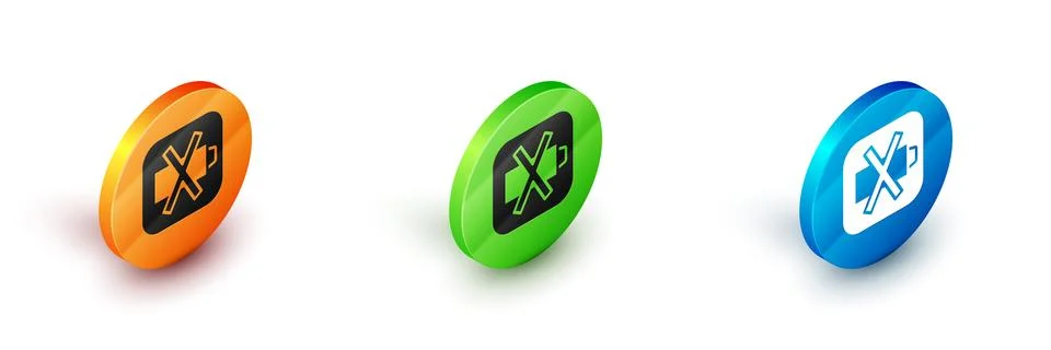 Isometric Battery charge level indicator icon isolated on white background... Stock Illustration