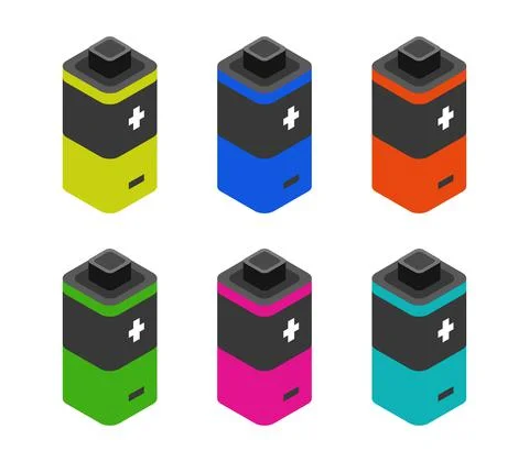 Isometric battery on white Stock Illustration