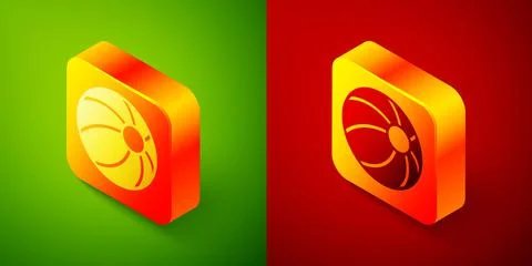 Isometric Beach ball icon isolated on green and red background. Children toy 스톡 일러스트