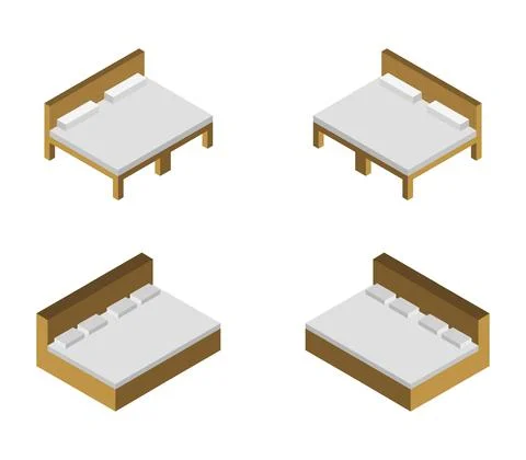 Isometric bed in vector on a white background Stock Illustration