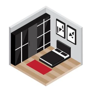 Isometric bedroom vector design. Stock Illustration