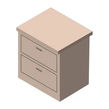Isometric bedside table with two drawers. Brown wooden nightstand. Illustrazione stock