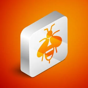 Isometric Bee icon isolated on orange background. Sweet natural food. Honeybee Stock Illustration