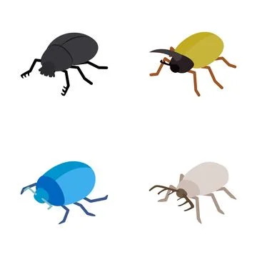 Isometric beetle insects representing nature entomology diversity set Illustrazione stock