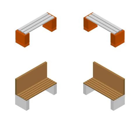 Isometric bench on white Stock Illustration