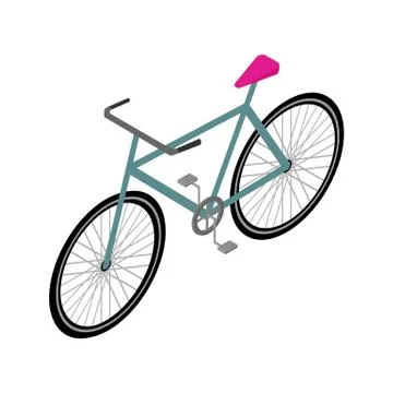 Isometric Bicycle Icon. Isolated vector. Travel and Eco Transport Concept Ill Stock Illustration