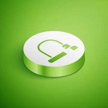 Isometric Bicycle lock U shaped industrial icon isolated on green background Illustrazione stock