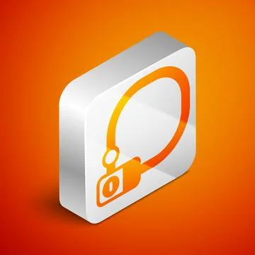 Isometric Bicycle lock U shaped industrial icon isolated on orange background Stockillustratie
