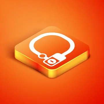 Isometric Bicycle lock U shaped industrial icon isolated on orange background Stock Illustration