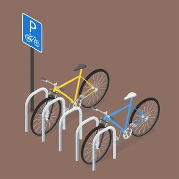 Isometric Bicycle Parking. Flat style, vector. Stock Illustration