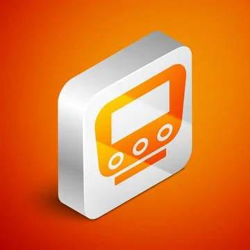 Isometric Bicycle speedometer icon isolated on orange background. Silver square Stock Illustration