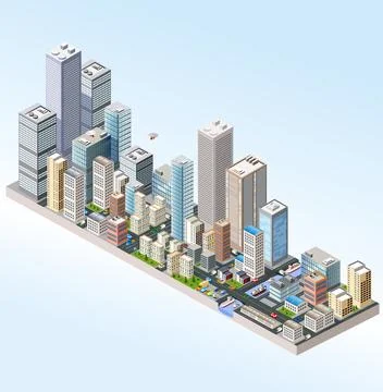 Isometric in a big city Stock Illustration