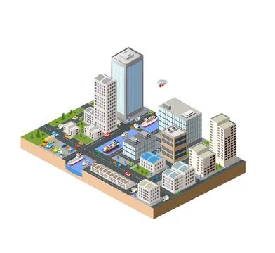 Isometric in a big city Stock Illustration