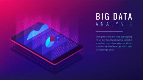 Isometric big data analysis landing page concept. Stock-Illustration