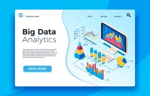 Isometric big data analytics. Analytical infographic statistic dashboard. 3.. Illustrazione stock