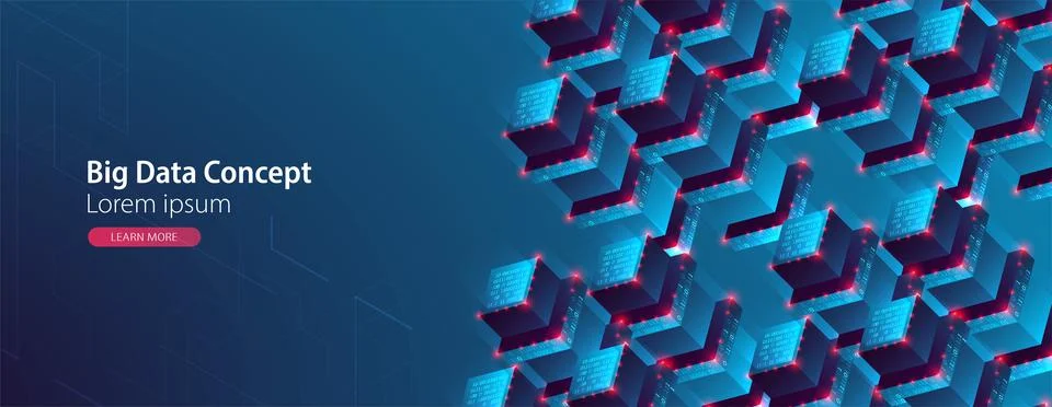 Isometric big data concept, database. Abstract technology background. Vector  스톡 일러스트