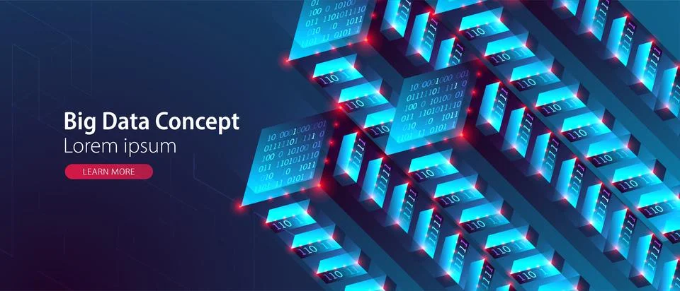 Isometric big data concept, database. Abstract technology background. Vector  イラスト素材