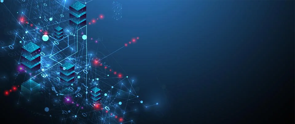 Isometric big data concept, database. Abstract technology background. Vector  스톡 일러스트