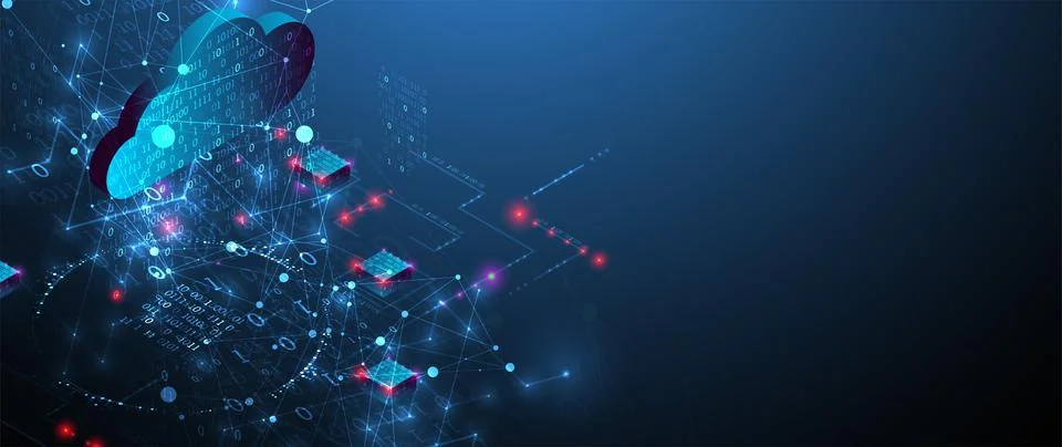 Isometric big data concept, database. Abstract technology background. Vector  Stock Illustration