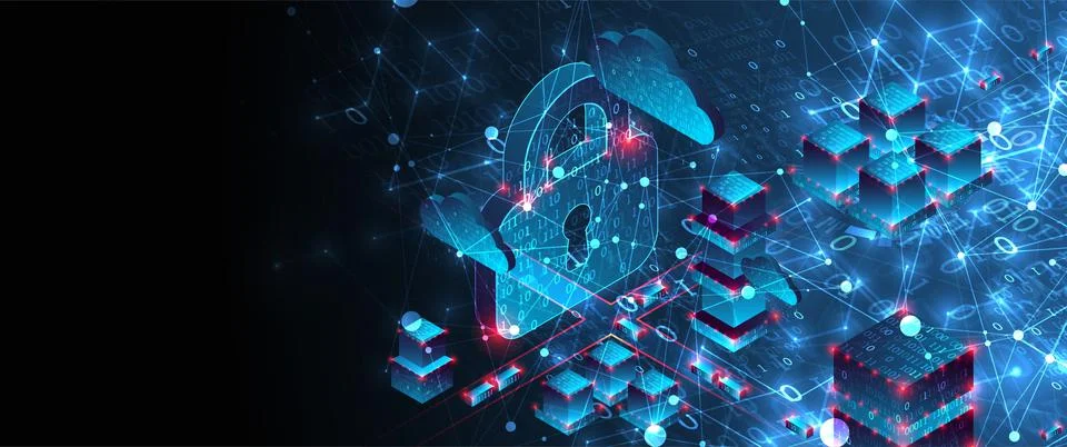 Isometric big data concept, database. Abstract technology background. Vector  스톡 일러스트