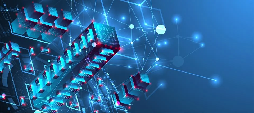 Isometric big data concept, database. Abstract technology background. Vector  스톡 일러스트