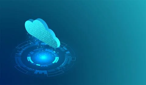 Isometric big data flow processing concept, cloud database. Abstract technolo Stock Illustration