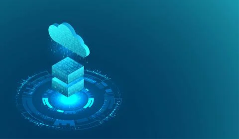 Isometric big data flow processing concept, cloud database. Abstract technolo 스톡 일러스트