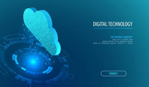 Isometric big data flow processing concept, cloud database. Abstract technolo 스톡 일러스트