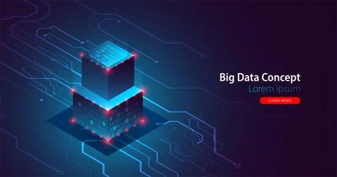 Isometric big data flow processing concept, database. Abstract technology bac Stock Illustration