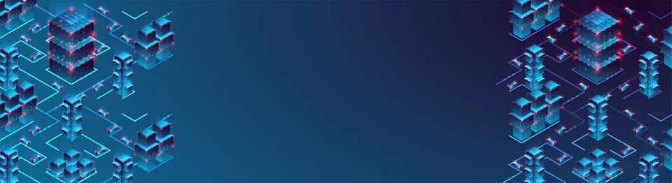 Isometric big data flow processing concept, cloud database. Abstract technolo イラスト素材