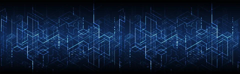 Isometric big data flow processing concept, cloud database. Abstract technolo Stock Illustration