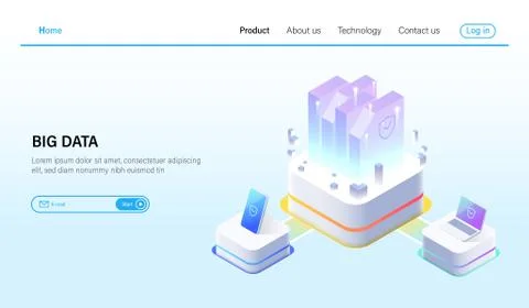 Isometric of Big data processing and data hosting server concept, datacenter Stock Illustration