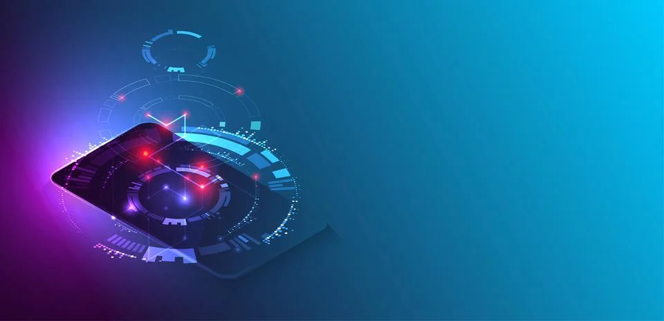 Isometric big data processing concept, cloud database. Abstract technology ba Stock Illustration