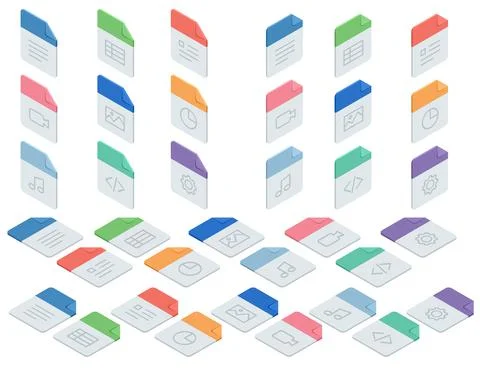 Isometric big set of document flow management. Documents icon set for user Stock Illustration