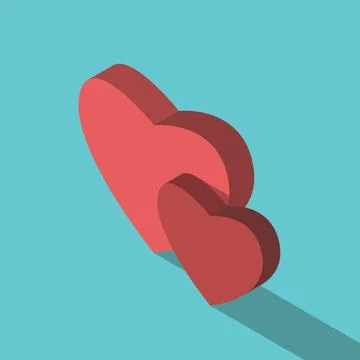Isometric big, small hearts Stock Illustration