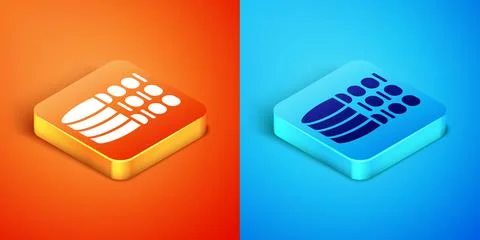 Isometric Binary code icon isolated on orange and blue background. Vector Stock Illustration